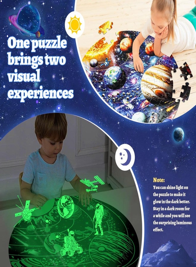 DIGOBAY Glow in The Dark Solar System Jigsaw Puzzles for Kids Ages 4-8, 70 Pieces Kids Space Planet Floor Puzzle Toys Ages 8-10, Large Round Educational Puzzle Toys Gifts for Boys Girls Children - Image 3